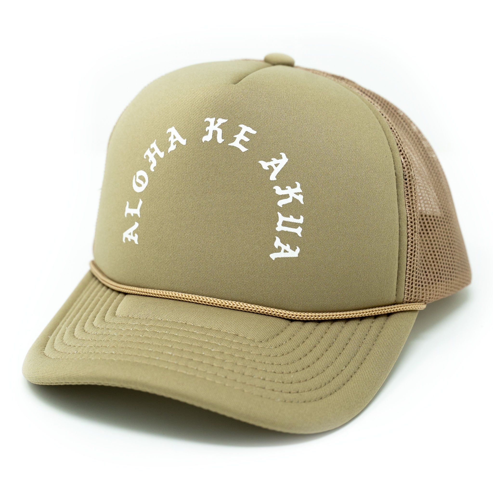 Aloha Ke Akua Trucker Hat in Sand
