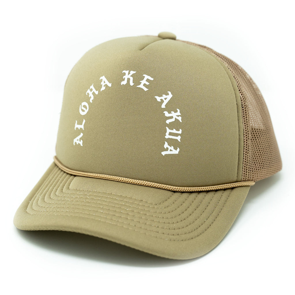 Aloha Ke Akua Trucker Hat in Sand