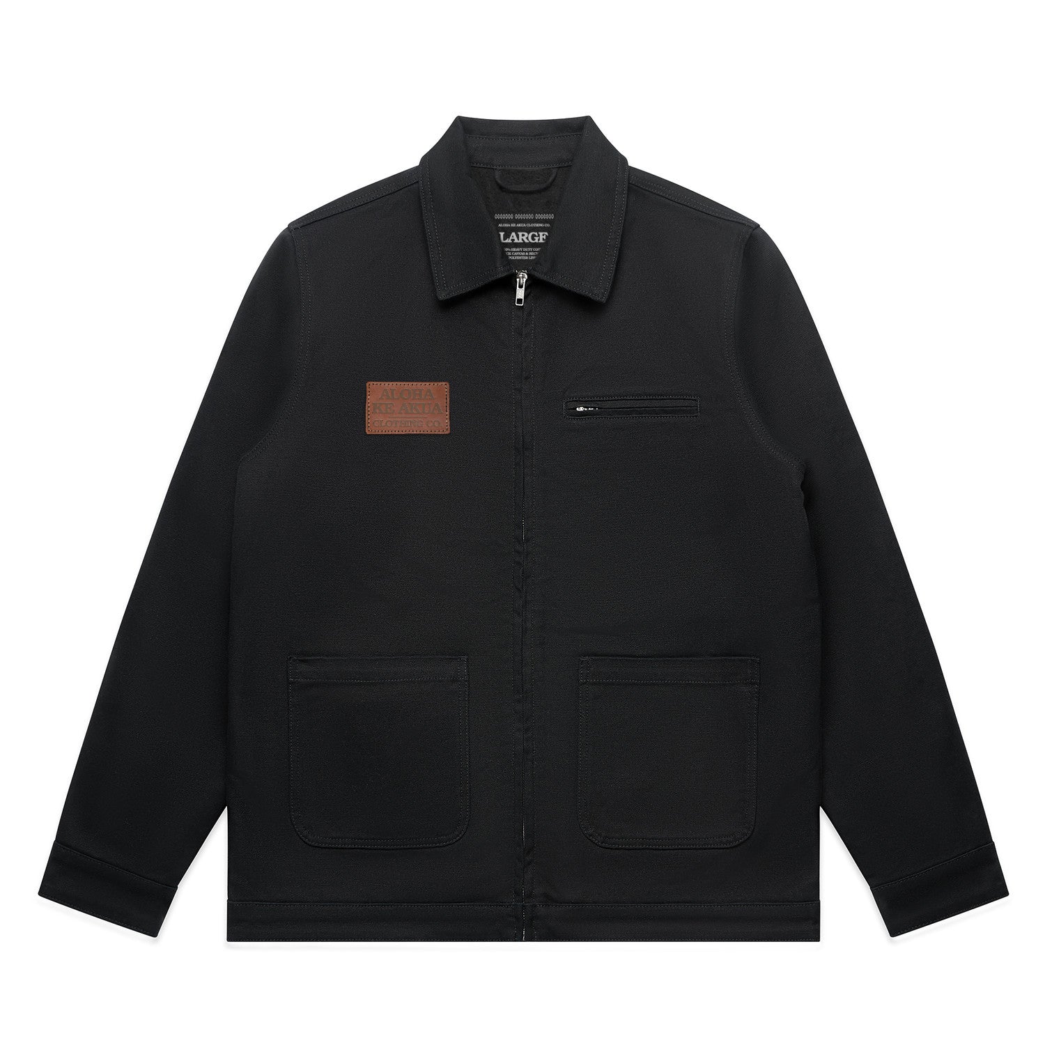 Canvas Jacket With Leather Aloha Ke Akua Patch Black Front