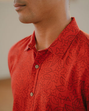 Aloha Shirt Button Down Aala Red Collar