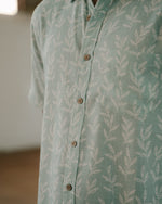 Malie Aloha Shirt Button Down Mint Buttons