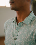 Malie Aloha Shirt Button Down Mint Collar