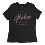 Aloha Shirt womens black God is love